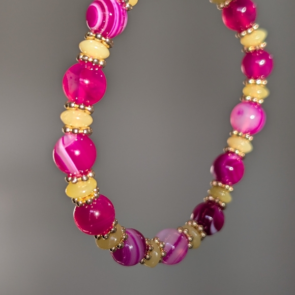 Striped Agate/Lemon Jade Bracelet - Picture 10 of 11